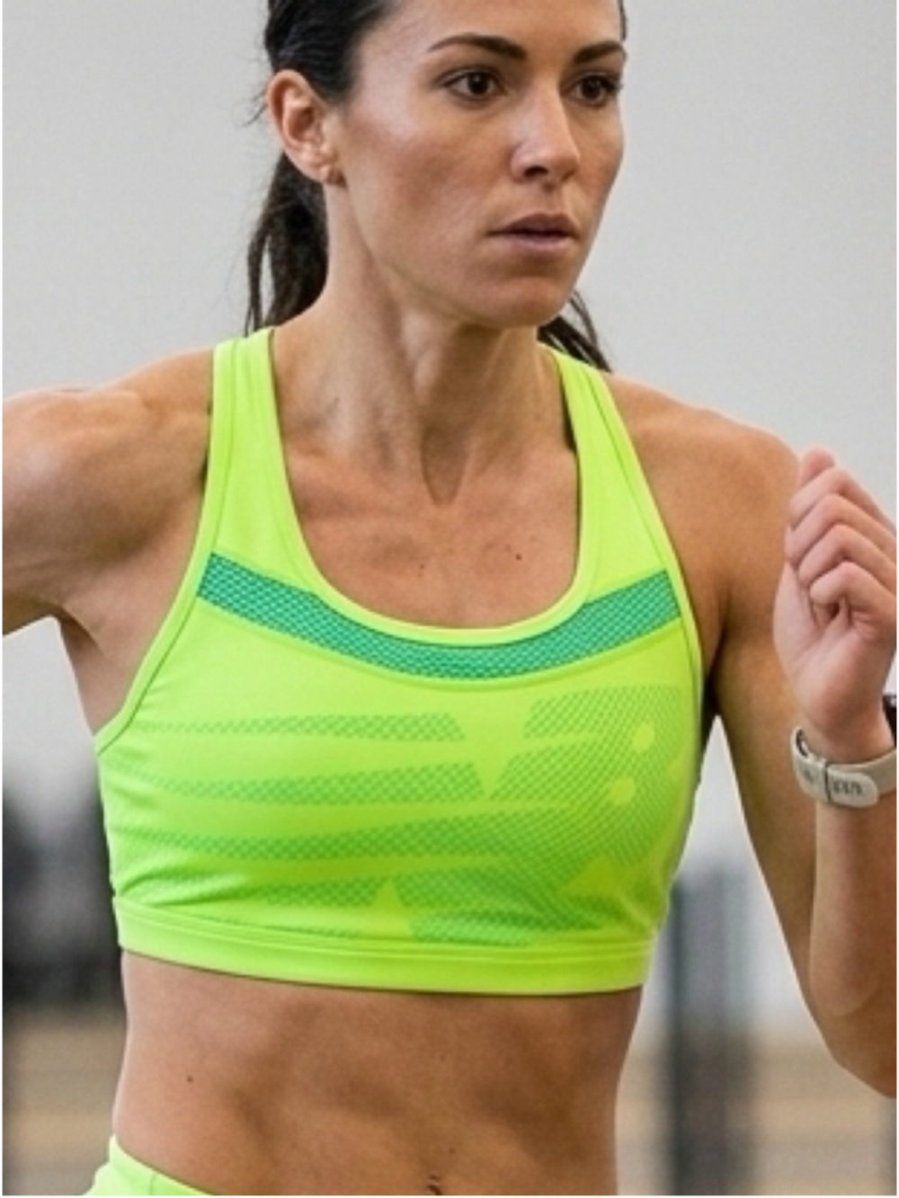 Woman’s New Balance Bright Lime Green Performance Tank workout gym running 1491